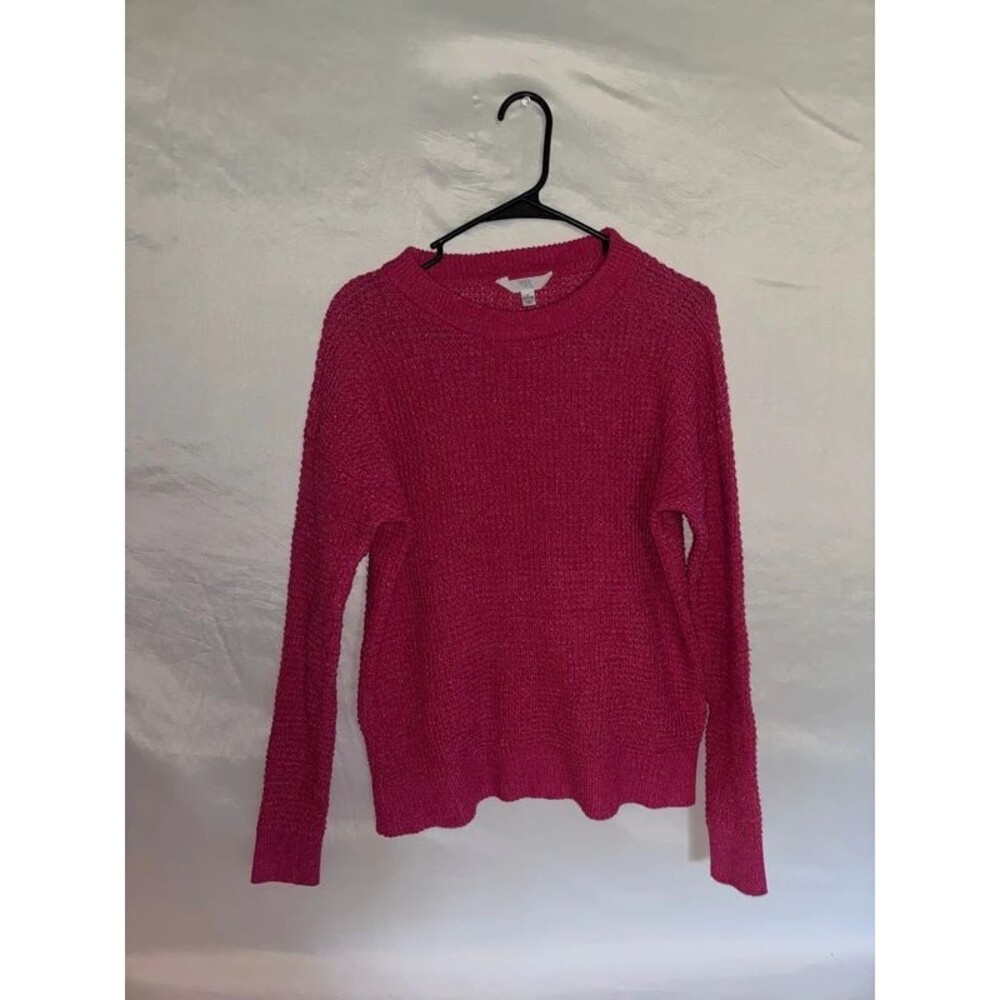 Time and Tru Pink Open Knit Sweater Jumper Womens Size L Lightweight
